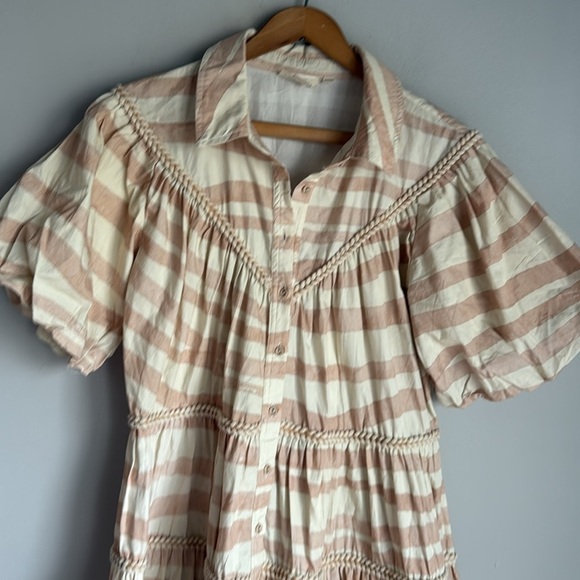 Anthropologie Let Me Be Embroidered Tiered Mini Dress Small - Picture 3 of 15